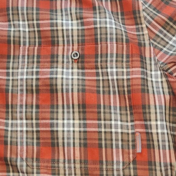 Merrell Mens Shirt Size XXL Orange Plaid Hiking Long Sleeve Button Collared 2XL - Picture 5 of 10